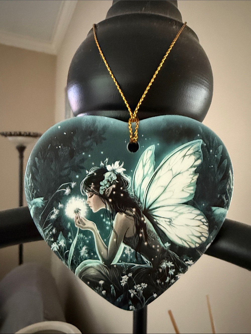 Fairy Heart Ornament - Teal Artwork - Christmas - NIB